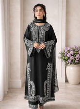 Shehnai Embroidered 3pc - Black